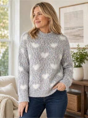 Cozy Multicolor Heart Pattern Sweater